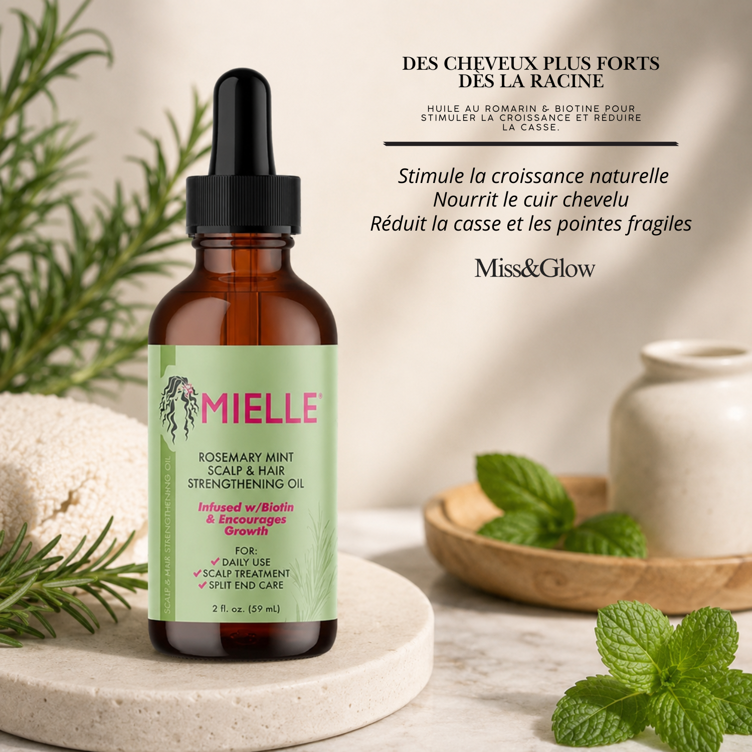 Miss&Glow™ - Pack Routine (x3) Huile Romarin pour la pousse des cheveux